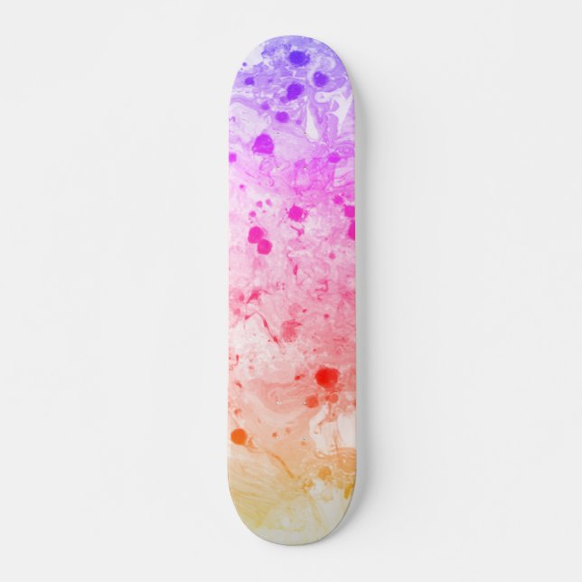 Custom Template Trendy Pink Blue Purple Green Skateboard (Front)