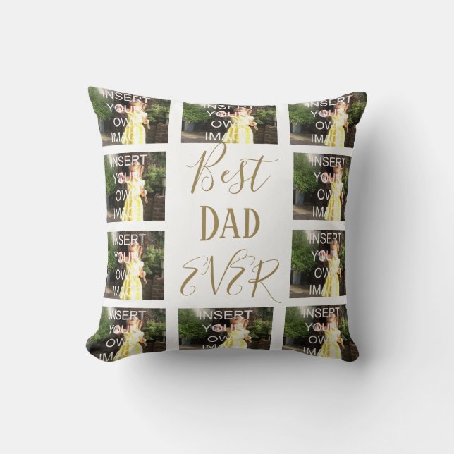Custom Ten Photo Collage Best Dad Ever Cushion (Front)