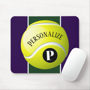 Custom Tennis Ball Baller Name Initial Monogram Mouse Pad