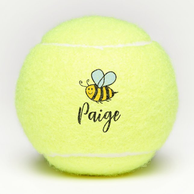 Custom tennis balls with cute honey bee logo (Front)