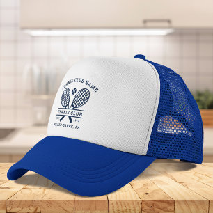 Custom Tennis Club Name Icons Navy Blue Trucker Hat
