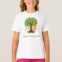 Custom Tennis Club Retro Watercolor Tree T-Shirt