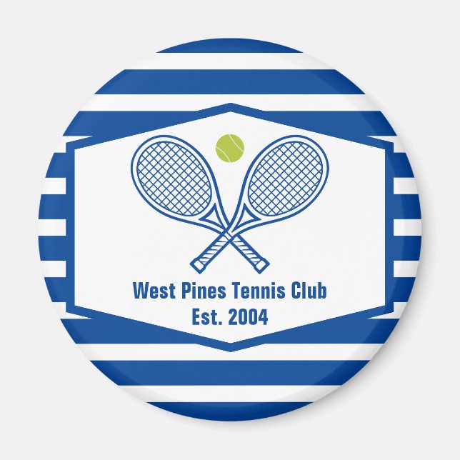 Custom Tennis Country Club Blue Striped Magnet (Front)