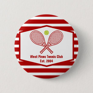 Custom Tennis Country Club Red Striped 6 Cm Round Badge