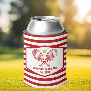 Custom Tennis Country Club Red Striped Can Cooler