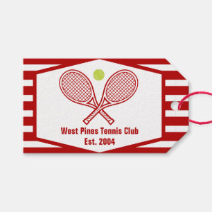 Custom Tennis Country Club Red Striped Gift Tags
