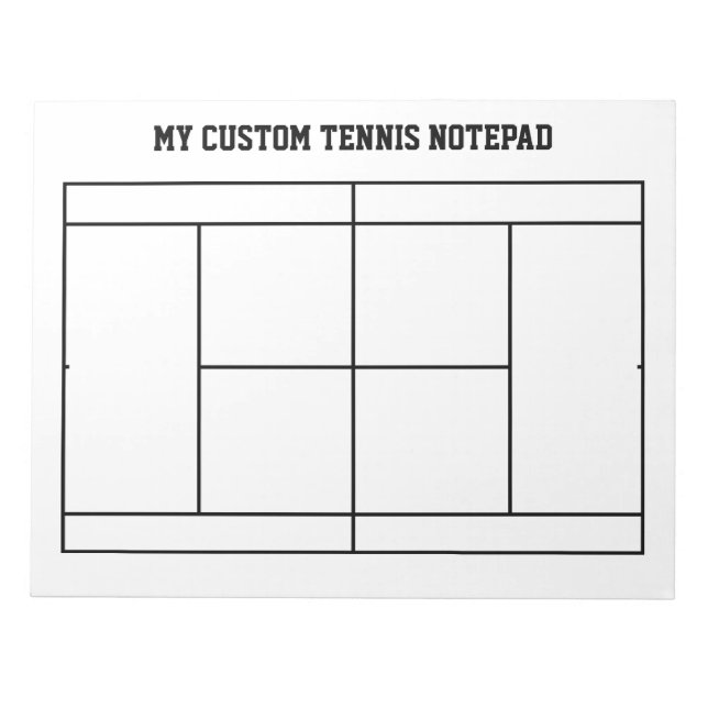Custom tennis lessons notepad with court layout (Front)