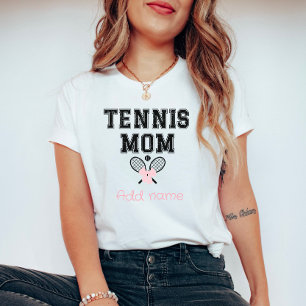Custom Tennis Mum T-Shirt with Pink Bow & Rackets