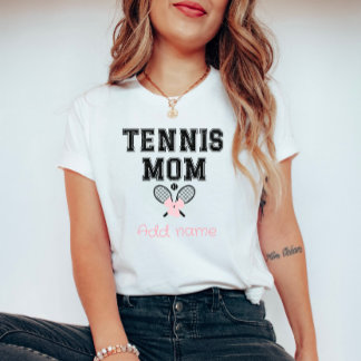Custom Tennis Mum T-Shirt with Pink Bow & Rackets