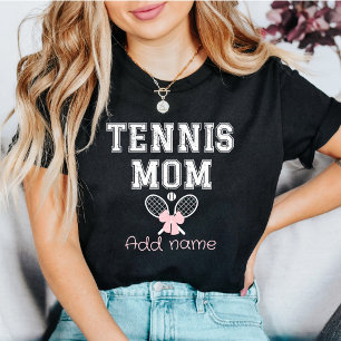 Custom Tennis Mum with Pink Bow & Rackets T-Shirt