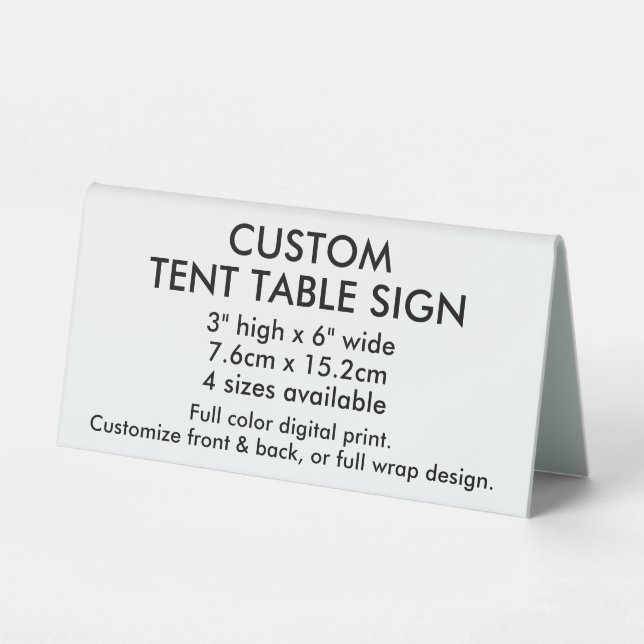 Custom Tent Table Sign 3" x 6" - Desk Accessories (Front)