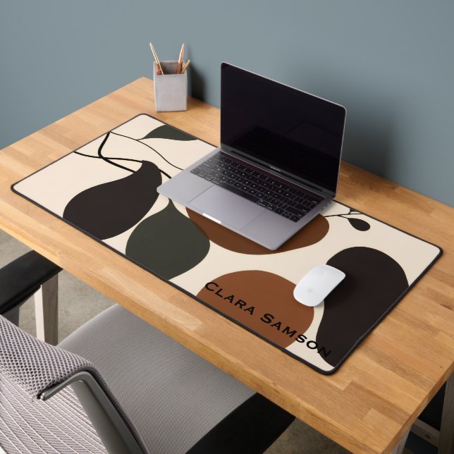 Custom Terra Cotta Abstract Silhouette Boho Desk Mat (Office 2)