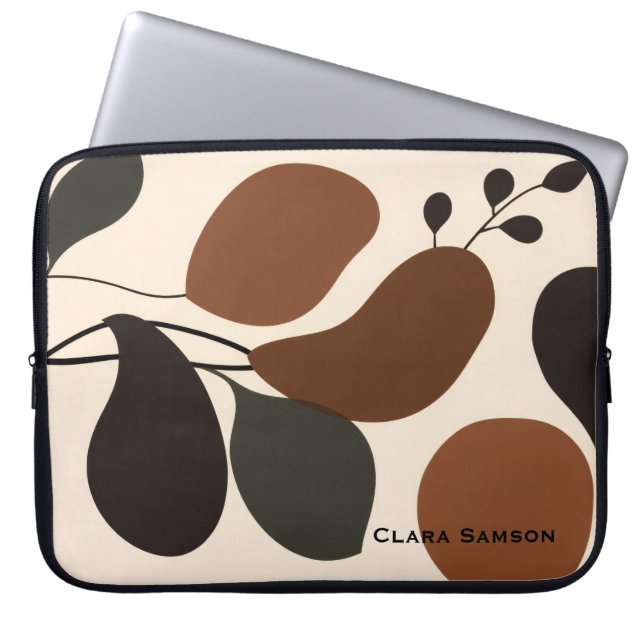 Custom Terra Cotta Abstract Silhouette Boho Laptop Sleeve (Front)