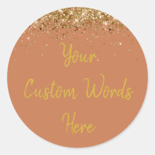 Custom Terracotta and Gold Birthday Party Favour Classic Round Sticker
