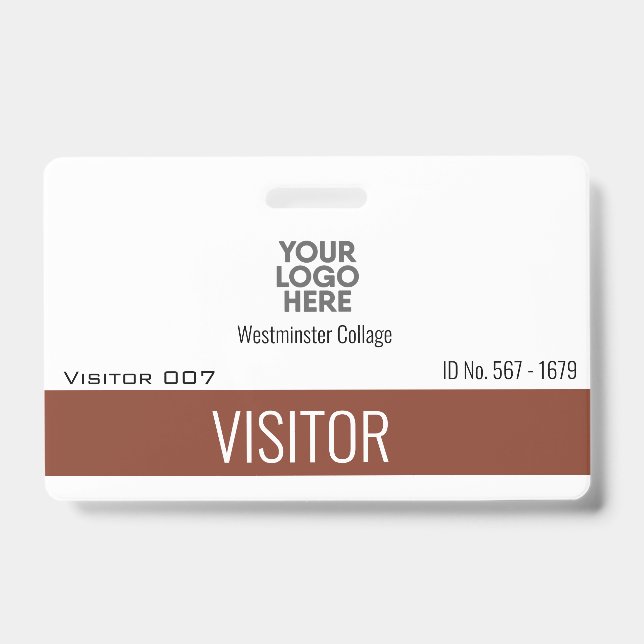Custom Terracotta Visitors Guest Logo Name ID  Badge (Front)