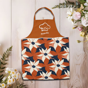 Custom Terracotta White Floral Elegant Apron