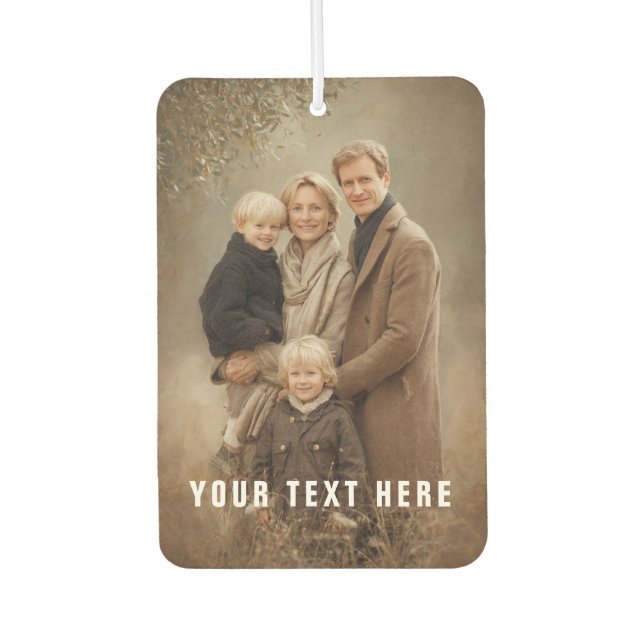 Custom text 2 Photo Car Air Freshener (Front)