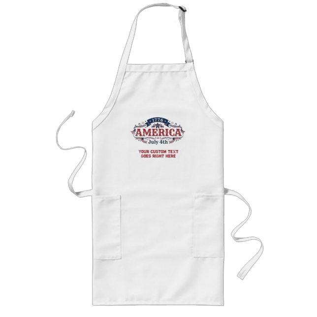 Custom text 4th of July 1776  Long Apron (Front)