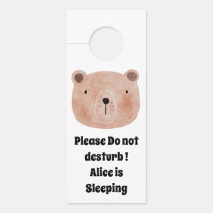Custom text adorable pink bear cute nursery chic door hanger