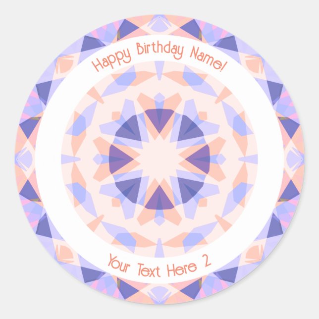 Custom Text Age Pink Purple Birthday Magic Star Classic Round Sticker (Front)
