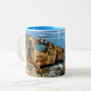 Custom Text Algarve, Portugal Two-Tone Coffee Mug