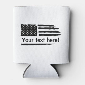 Custom Text American Flag Can Cooler