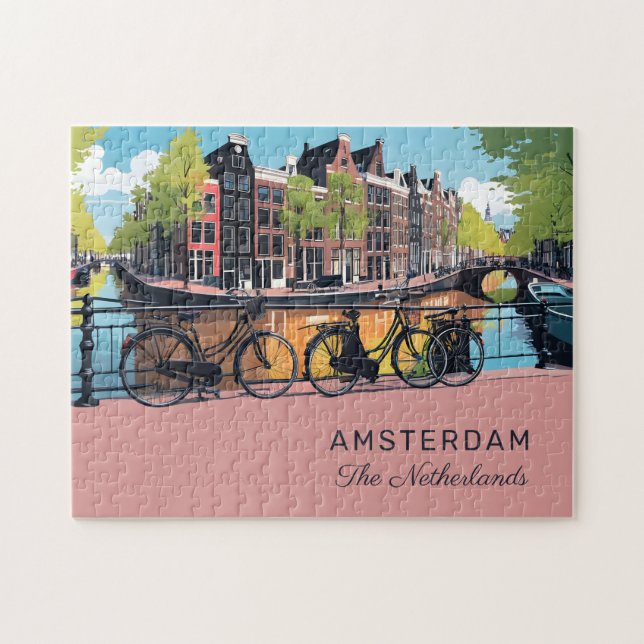 Custom Text Amsterdam Jigsaw Puzzle (Horizontal)