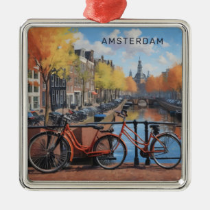 Custom Text Amsterdam Metal Ornament