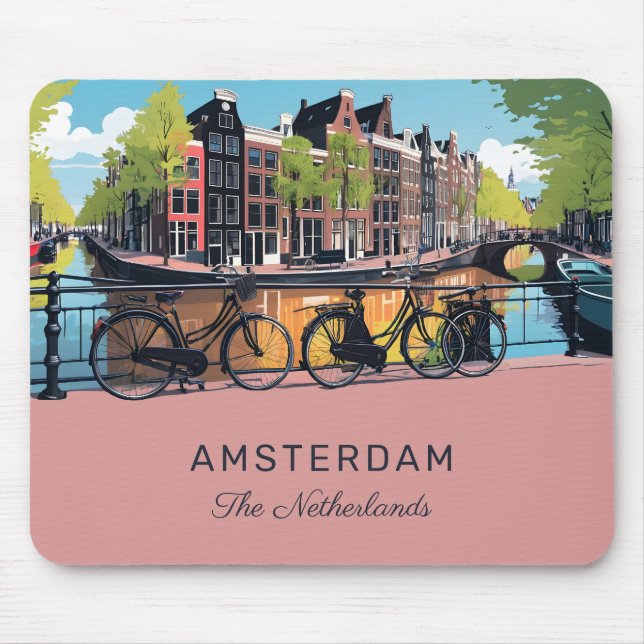Custom Text Amsterdam Mouse Pad (Front)