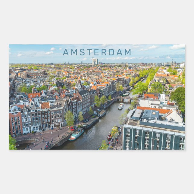 Custom Text Amsterdam Rectangular Sticker (Front)
