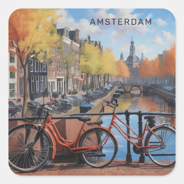 Custom Text Amsterdam Square Sticker (Front)