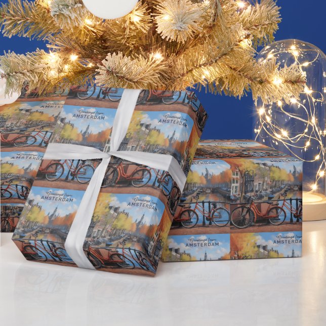 Custom Text Amsterdam Wrapping Paper (Holidays)