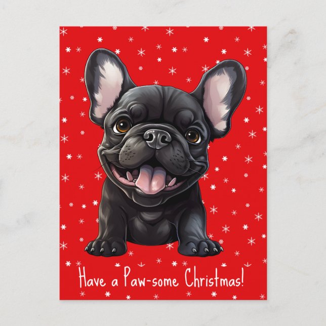 Custom text and colour, 🐶Frenchie puppy Birthday Postcard (Front)