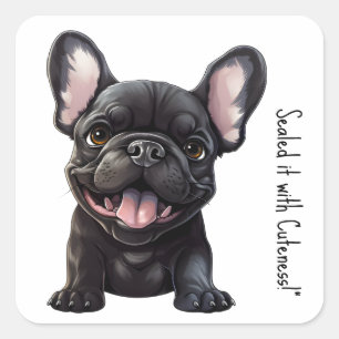 Custom text and colour, 🐶Frenchie puppy Square Sticker
