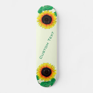 Custom Text and Colours Skateboard with Sunflowers
