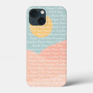 Custom text and image summer colours blue pink cut iPhone 13 mini case