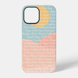 Custom text and image summer colours blue pink cut iPhone 12 case