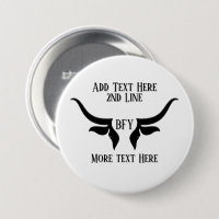 Custom Text and Monogram Bulls Horn Button