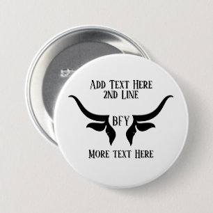 Custom Text and Monogram Bulls Horn Button