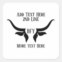 Custom Text and Monogram Bulls Horn