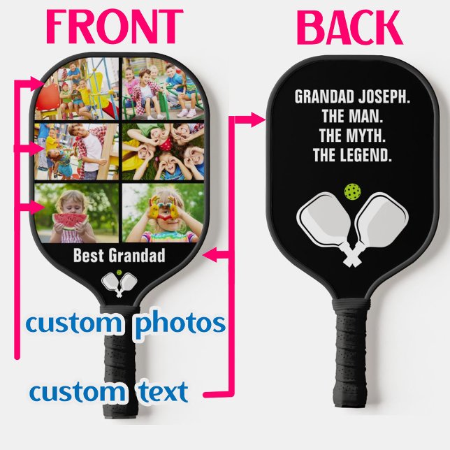 Custom text and photo pickleball paddle (2-sided Custom text and photo pickleball paddle)