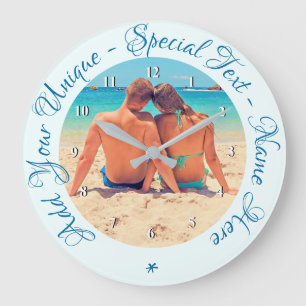 Custom Text and Photo  Romantic - Your Own Desing Large Clock