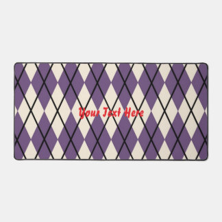 Custom Text Argyle Plaid Desk Mat