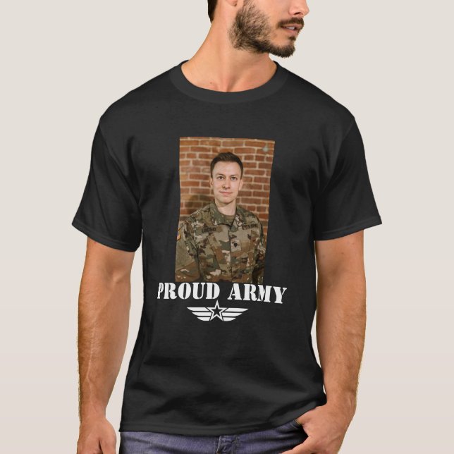 Custom Text Army with Photo T-Shirt (Front)