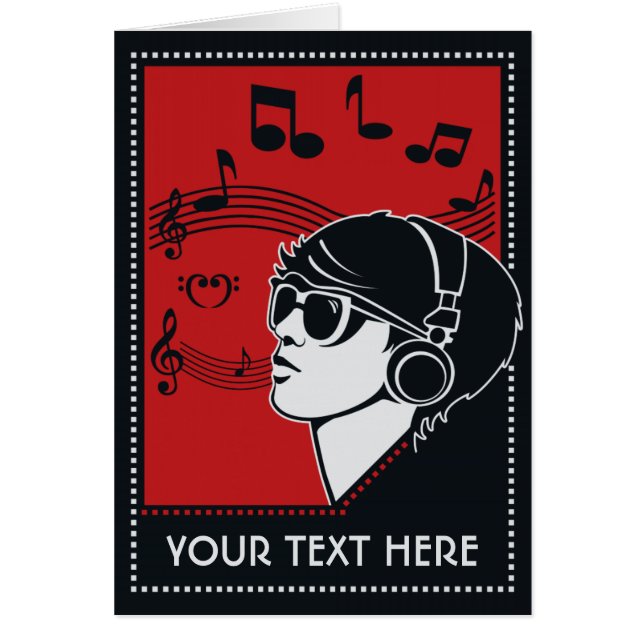 Custom Text Art Deco Music cards (Front)