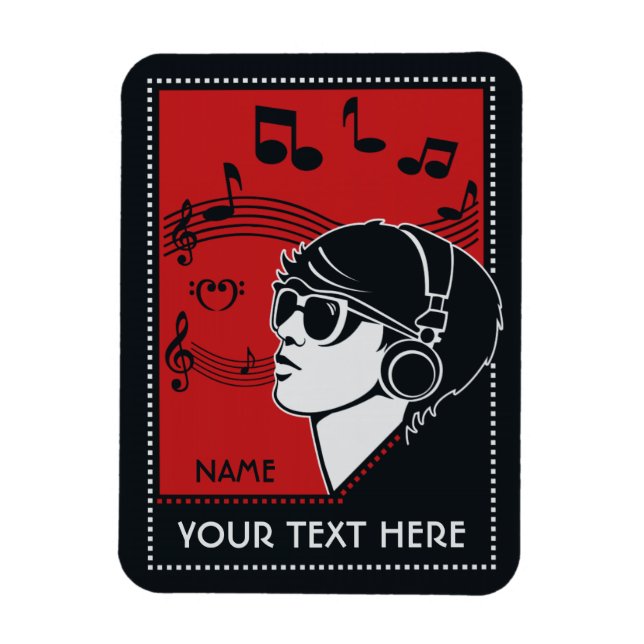 Custom Text Art Deco Music magnet (Vertical)