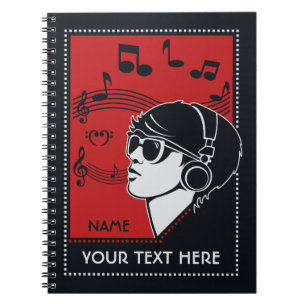 Custom Text Art Deco Music notebook