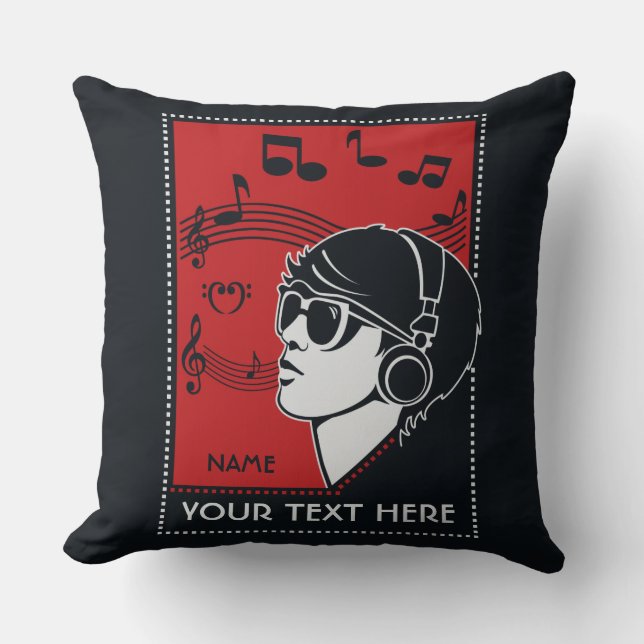 Custom Text Art Deco Music pillow (Front)