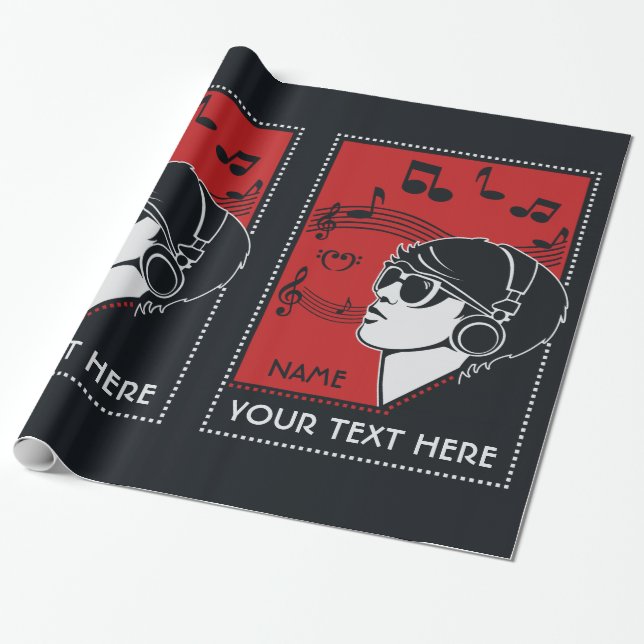 Custom Text Art Deco Music wrapping paper (Unrolled)