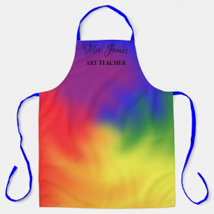 Custom Text Art Teacher Add Name Colourful Apron
